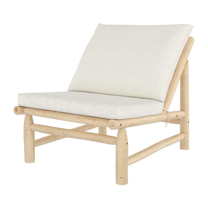 Fauteuil de jardin en teck et coussins blanc cassé - Makam