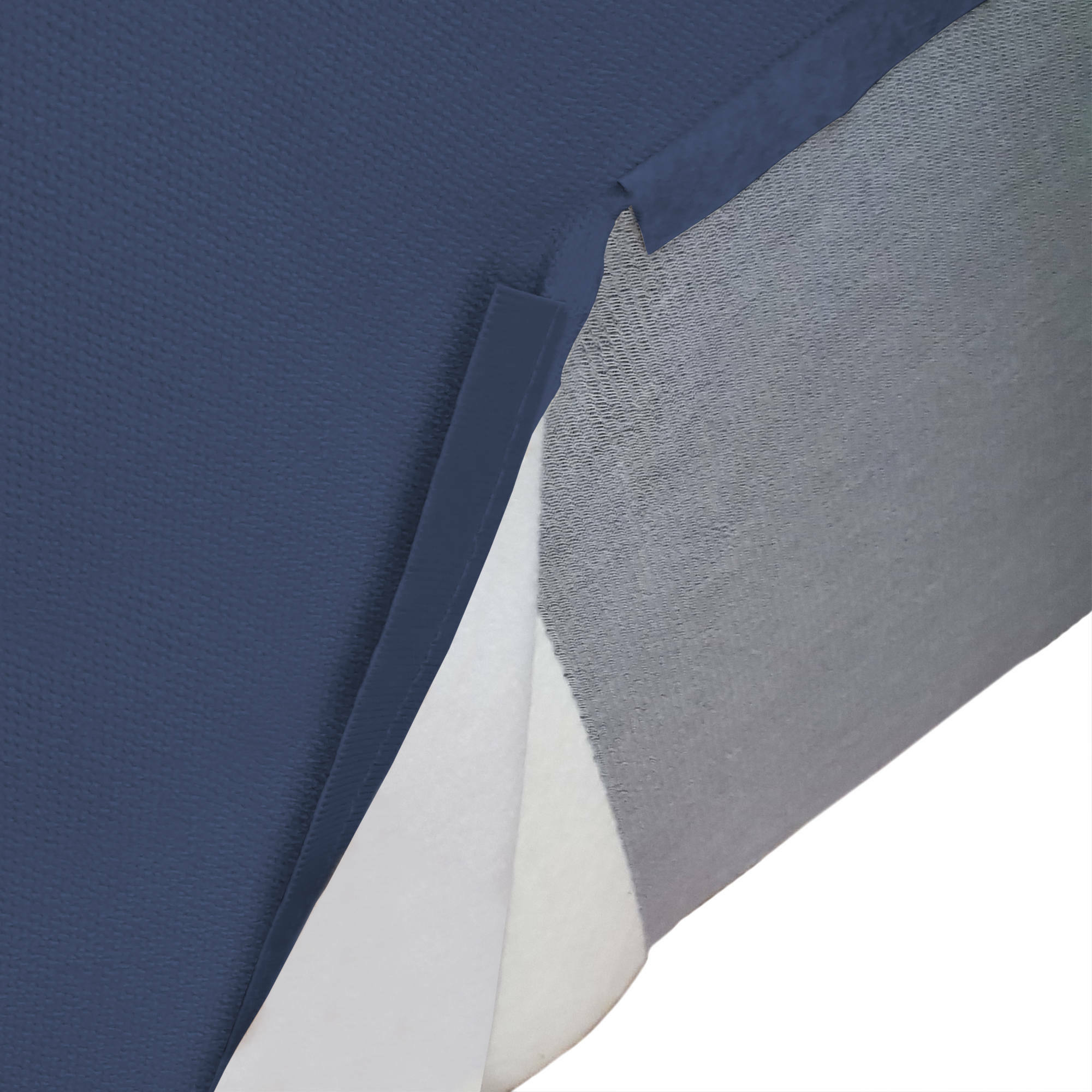 Divano fisso con penisola Amuleto, Divano componibile a 2 posti con penisola destra, Sofà moderno in tessuto, 100% Made in Italy, Cm 220x170h70, Blu