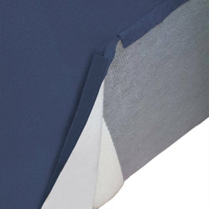 Divano fisso con penisola Amuleto, Divano componibile a 2 posti con penisola destra, Sofà moderno in tessuto, 100% Made in Italy, Cm 220x170h70, Blu