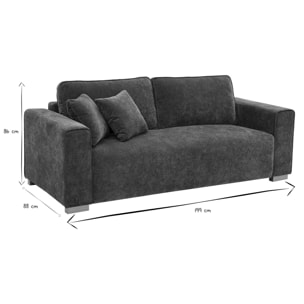 Canapé design 3 places en tissu effet velours vert kaki PEPPER