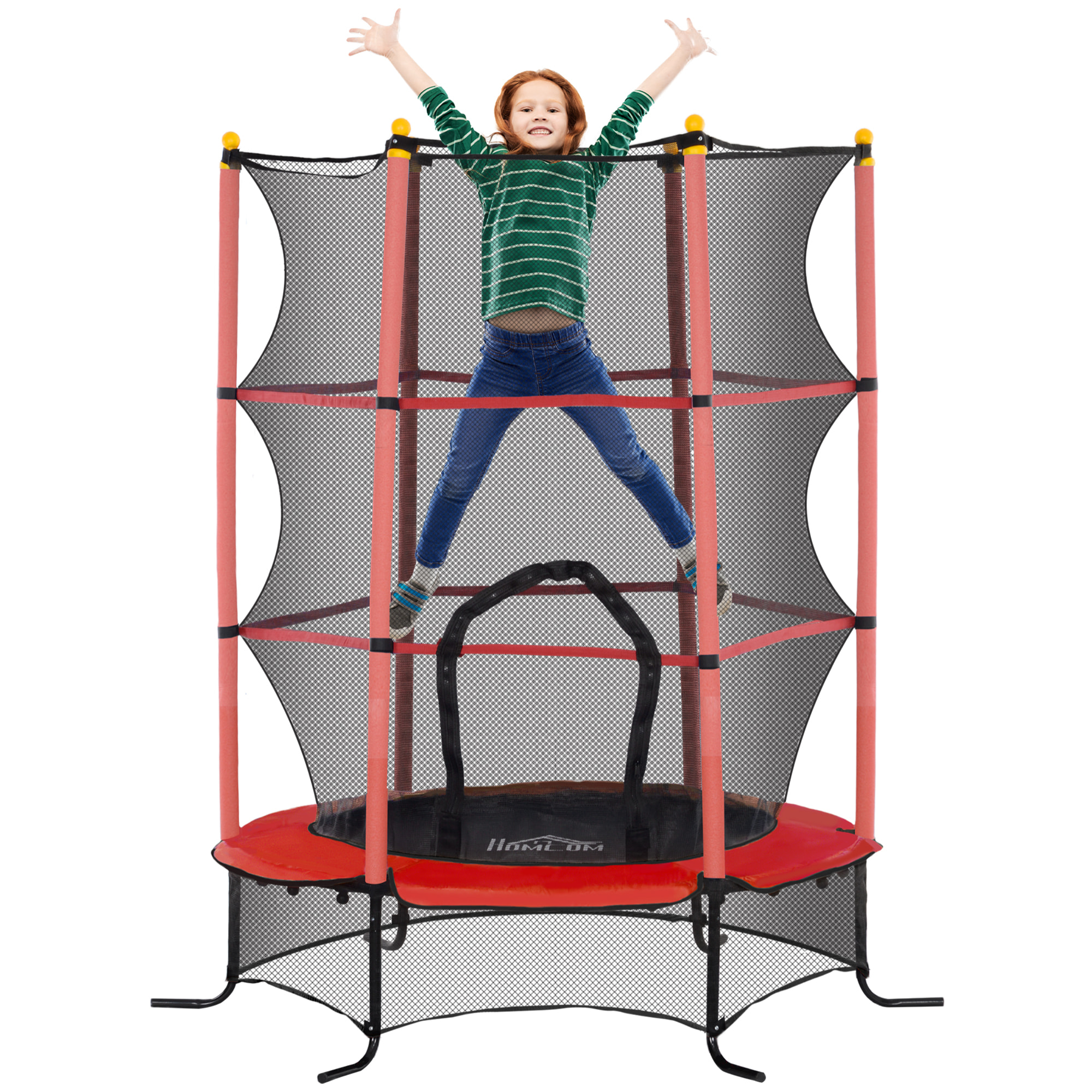 Cama Elástica Infantil Ø163x190 cm Trampolín para Niños de +3 Años con Red de Seguridad y Marco de Acero Carga 50 kg para Interior y Exterior