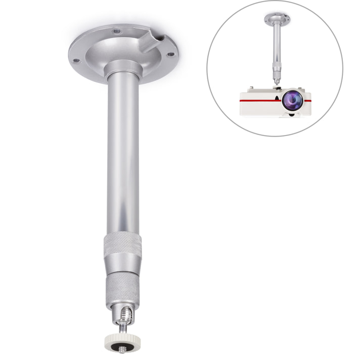 Supporto a soffitto per proiettori. Snodo per regolare l'inclinazione. Anche per montaggio orizzontale.