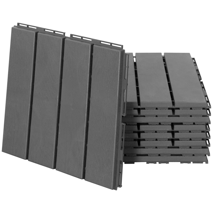 Outsunny Baldosas Cuadradas para Suelos Antideslizantes Exteriores Interiores Paquete de 9 Piezas 0.81 m² 30x30 cm Gris Oscuro