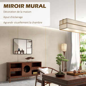 Miroir rectangulaire mural 91,4 x 61 cm cadre en aluminium style minimaliste décoration noir