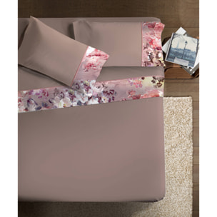 Completo letto Armonie IPERSAN Puro Cotone Flora Tortora