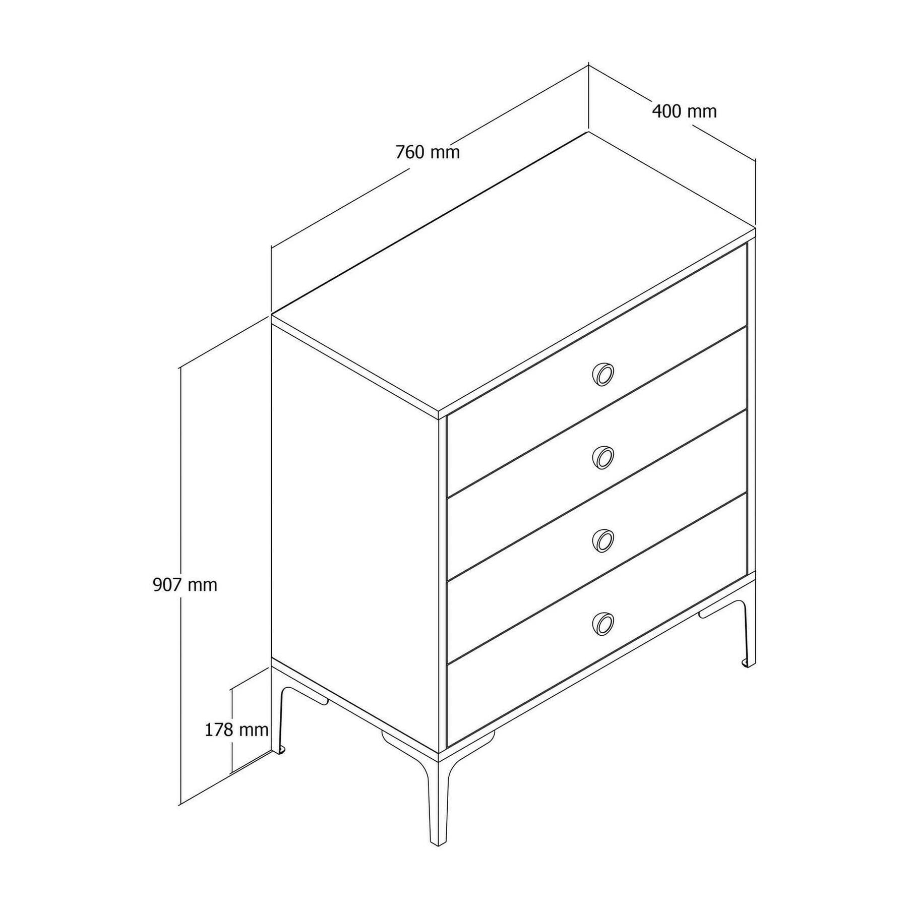 Cassettiera Daceitun, Settimino multiuso, Comò camera da letto, Mobile con cassetti, 76x40h91 cm, Noce e Bianco