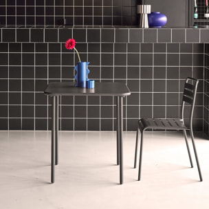 Table de jardin métal 2 places. anthracite. Amelia. 70x70cm. traitement antirouille. lattes et bords arrondis