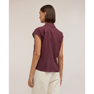 Motivi - Camicia in voile di cotone con volant - Bordeaux
