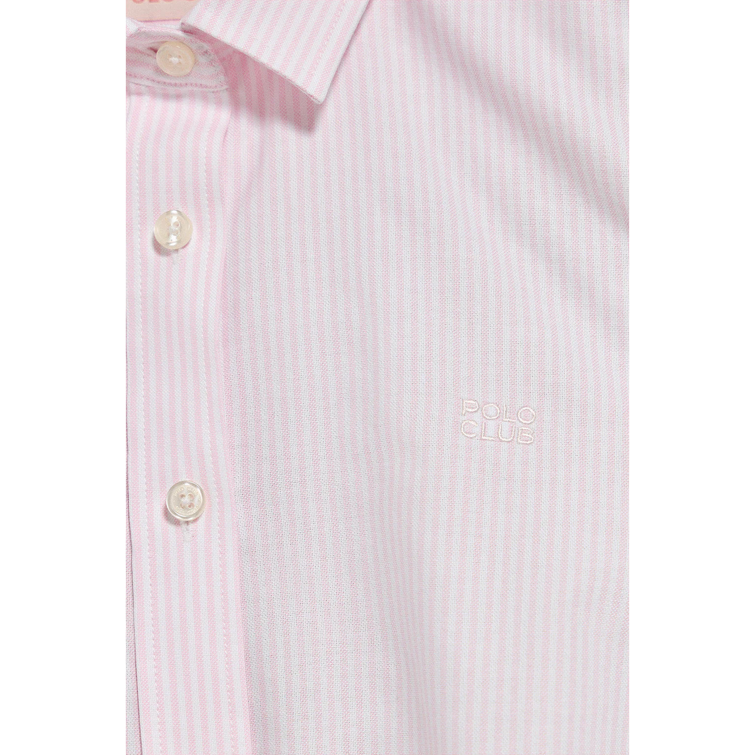 Camicia a righe rosa con logo ricamato