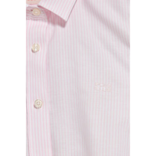 Camicia a righe rosa con logo ricamato