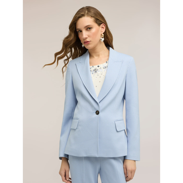 Motivi - Blazer in tessuto tinto filo a righe - Azzurro