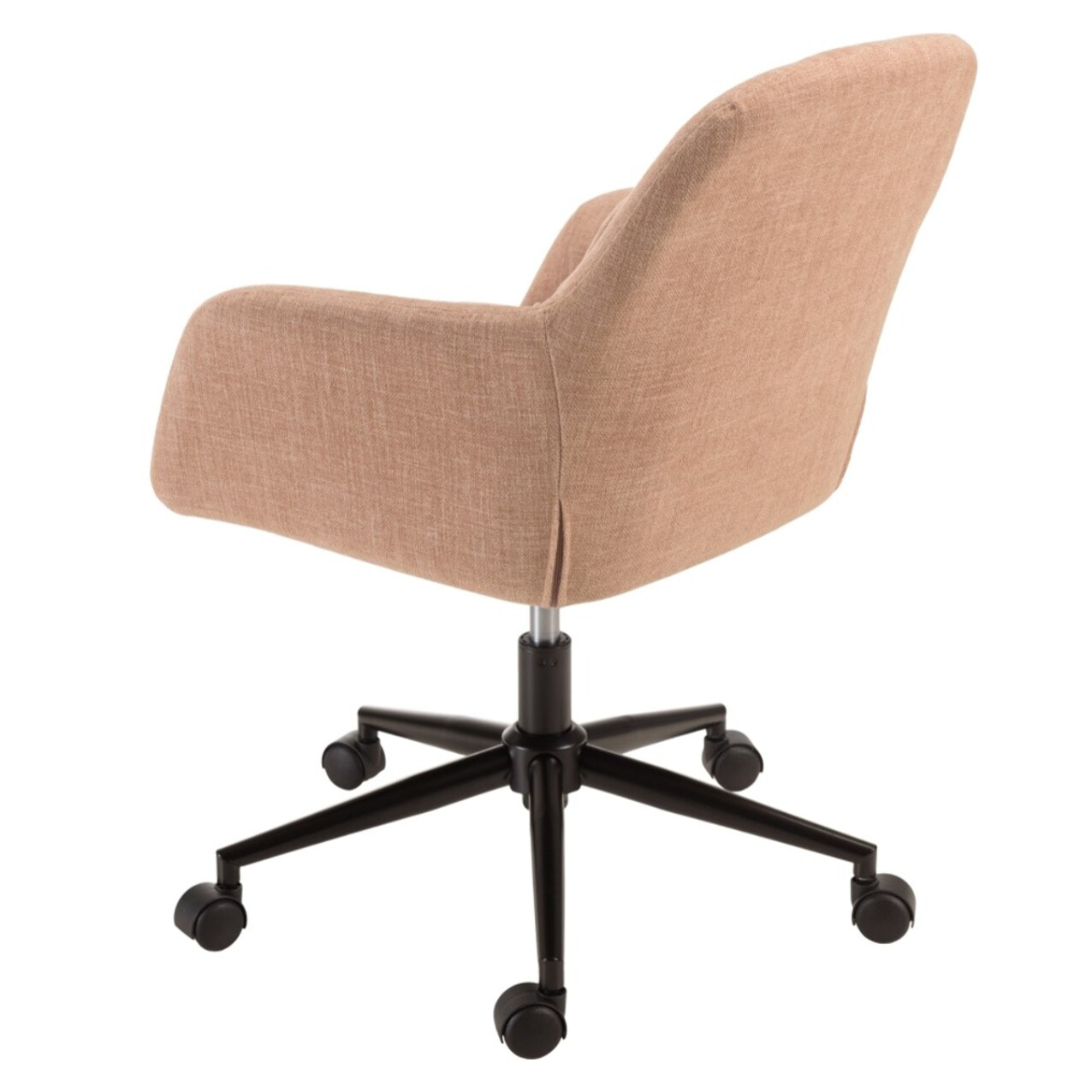 MINA - Chaise de bureau à roulettes en tissu rose dossier carré