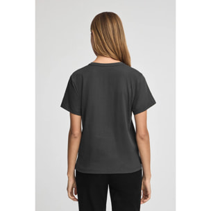 Camiseta gris oscuro de corte recto con parche personalizado Polo Club