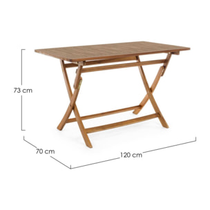 Tavolo rettangolare NOEMI in legno di acacia, pieghevole, 120×70 cm