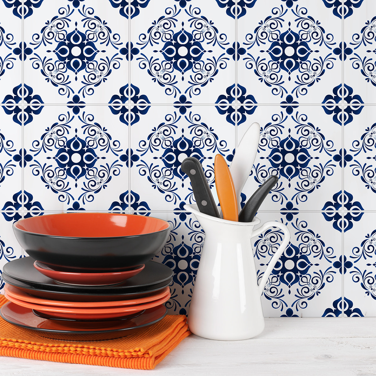 Stickers muraux - Sticker Mural Carrelage adhésif Cuisine Salle de Bain - 9 STICKERS CARREAUX DE CIMENT AZULEJOS CLIO