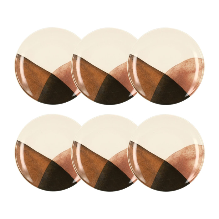 Lot de 6 assiettes à dessert en grès 19cm GAIA