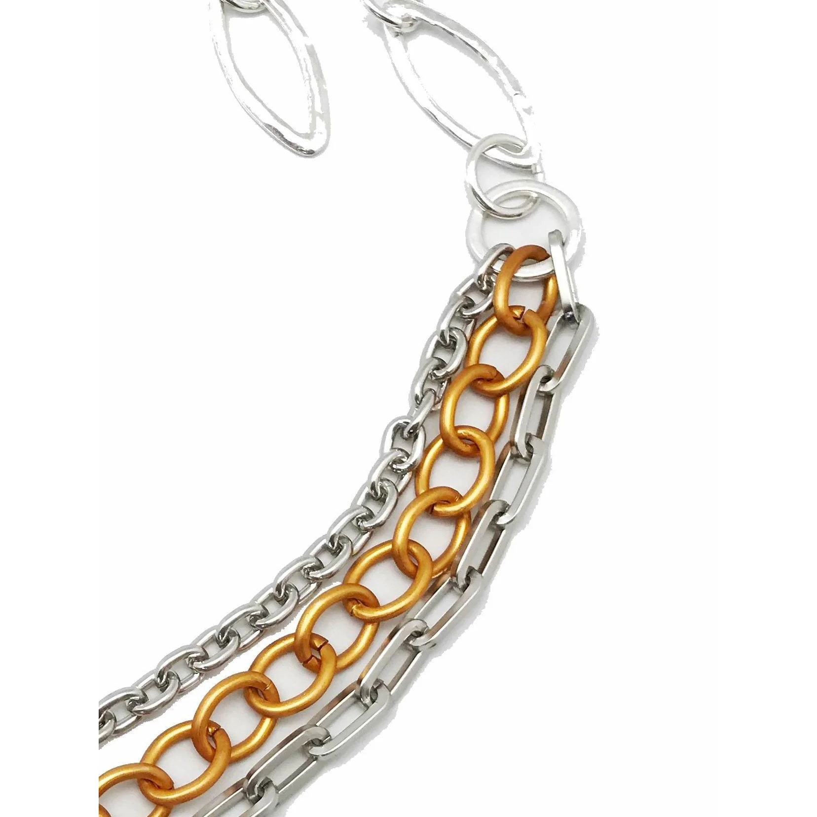 Cinturón cadena plata naranja triple "Rock-color"