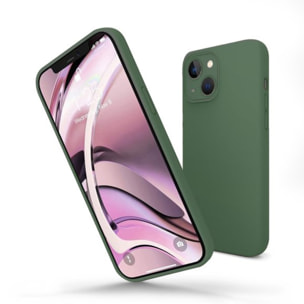 Coque iPhone 13 Silicone liquide Vert Foret + 2 Vitres en Verre trempé Protection écran Antichocs