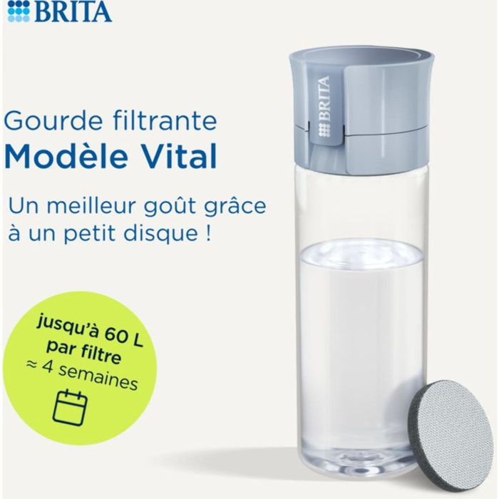Gourde filtrante BRITA filtrante Vital abricot + 2 filtres à eau