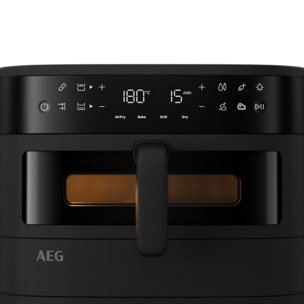 AEG Freidora de aire Dual con doble cajón independiente, 11 litros y 8 programas AAFD11B