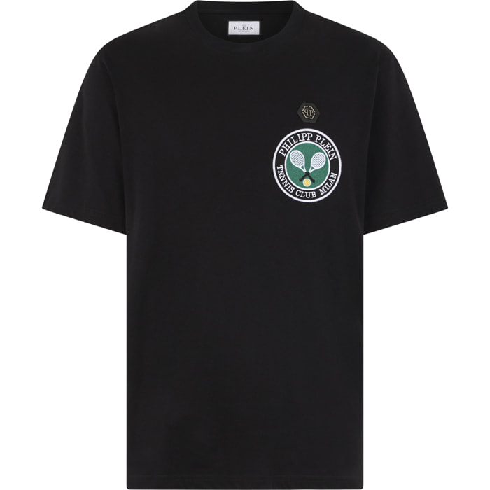 PHILIPP PLEIN Round Neck T-Shirt Patch Tennis