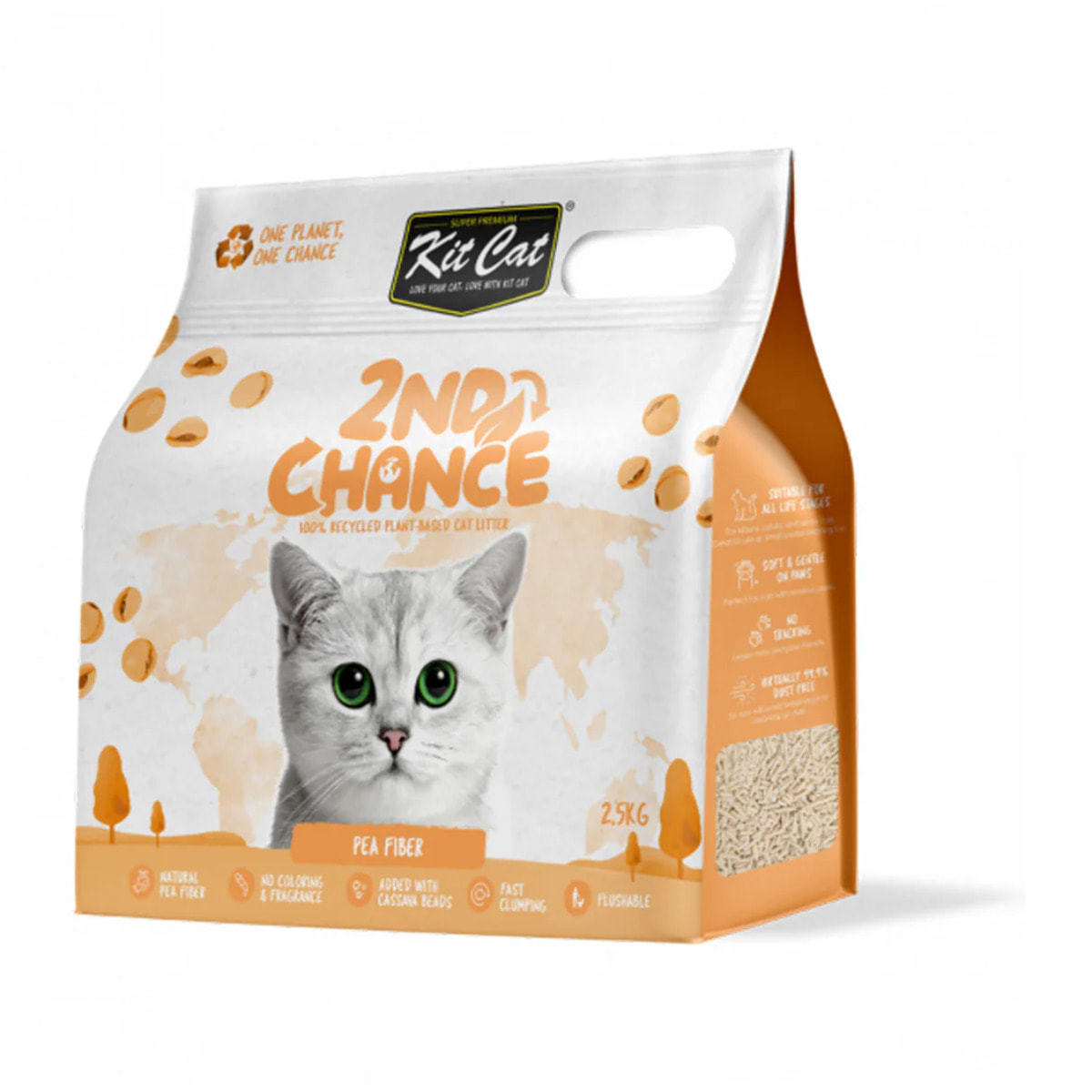 Kit Cat Arena Eco 2nd Chance - Pea Fiber (Original) 2,5 Kg Cascara de Guisante y Yuca