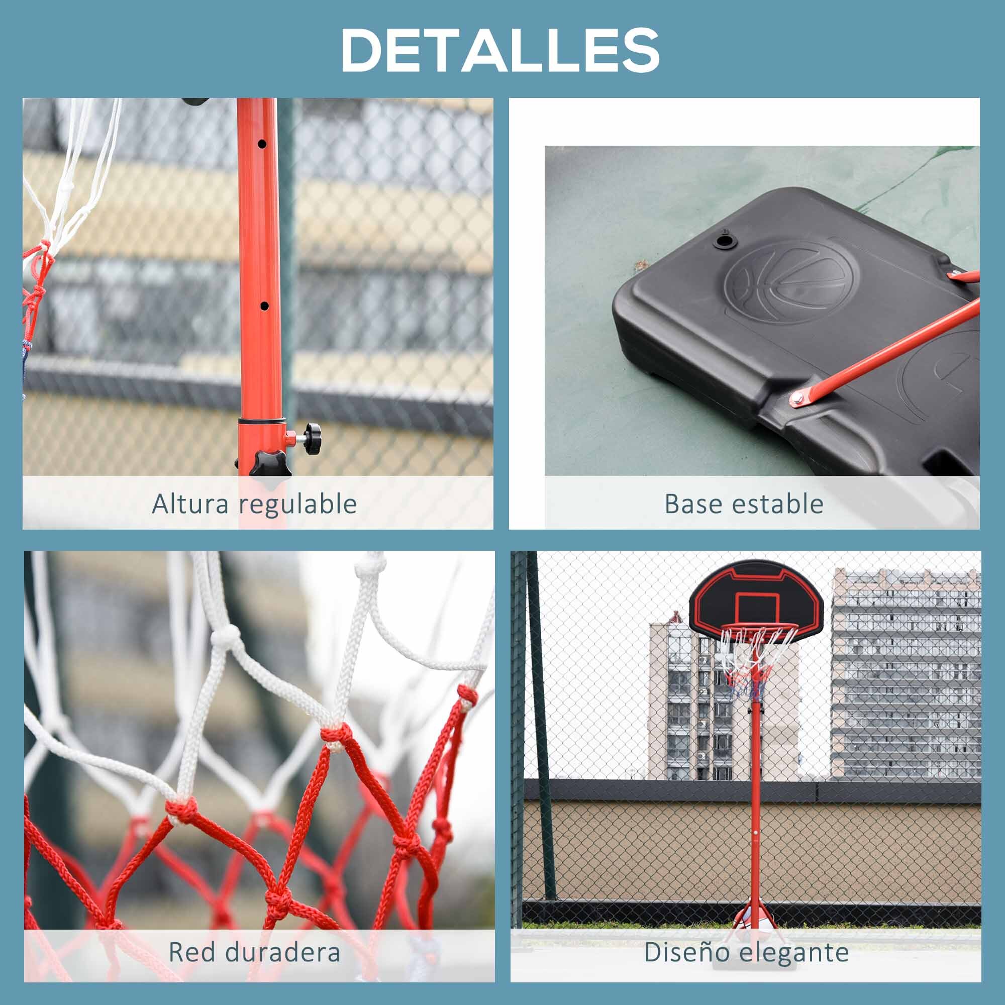 Canasta de Baloncesto con Altura Ajustable 194-249 cm Aro de Baloncesto con Ruedas y Base Rellenable para Adolescentes y Adultos Negro