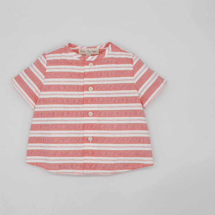 CAMISA MANGA CORTA RAYAS ANCHAS ROJAS