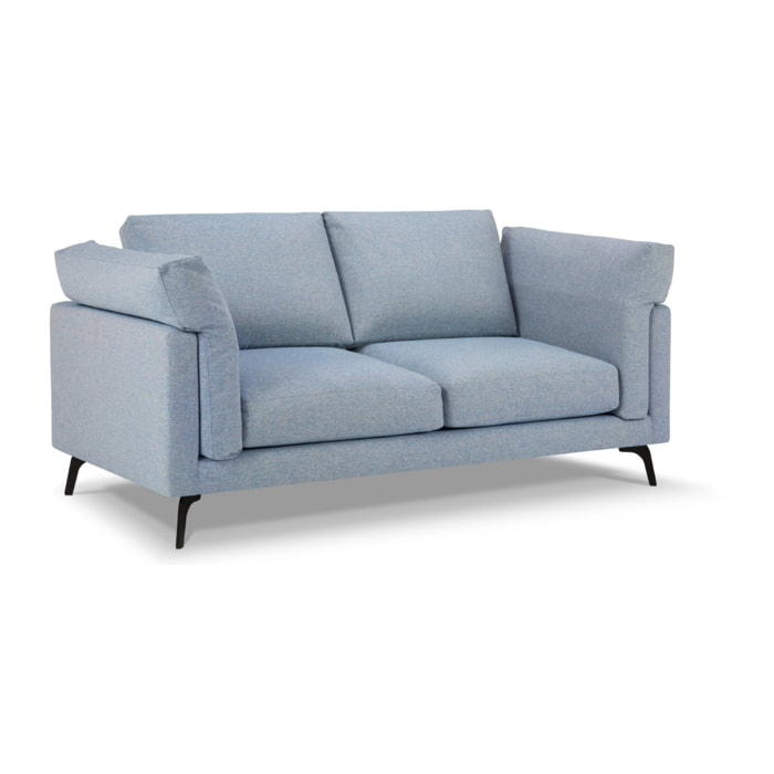 Canapé "Camille" 2 places en tissu structurel bleu clair