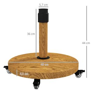 Base para Sombrilla Redonda Soporte para Parasol con Ruedas Pie para Sombrilla con Relleno de Cemento Peso 24,5 kg para Jardín Terraza Natural