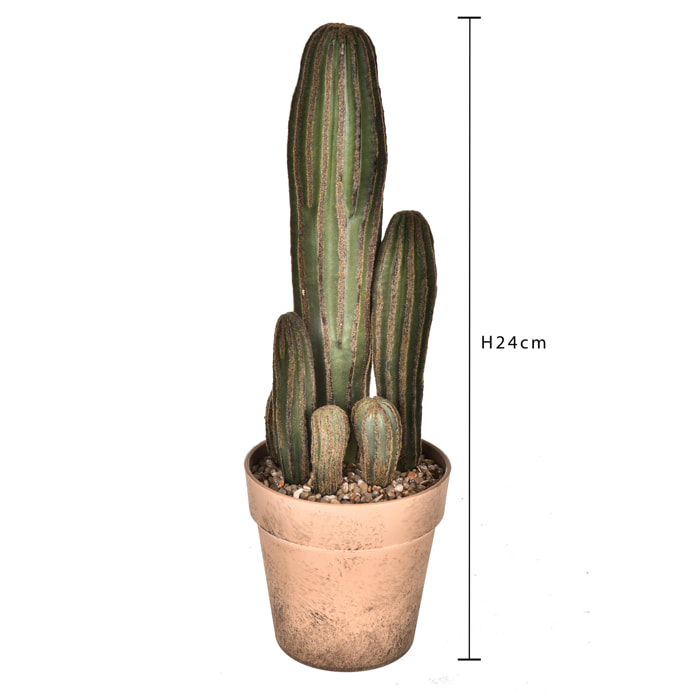 Cactus Con Vaso. Altezza 24 Cm - Pezzi 3 - 10X24X10cm - Colore: Verde - Bianchi Dino - Piante Artificiali