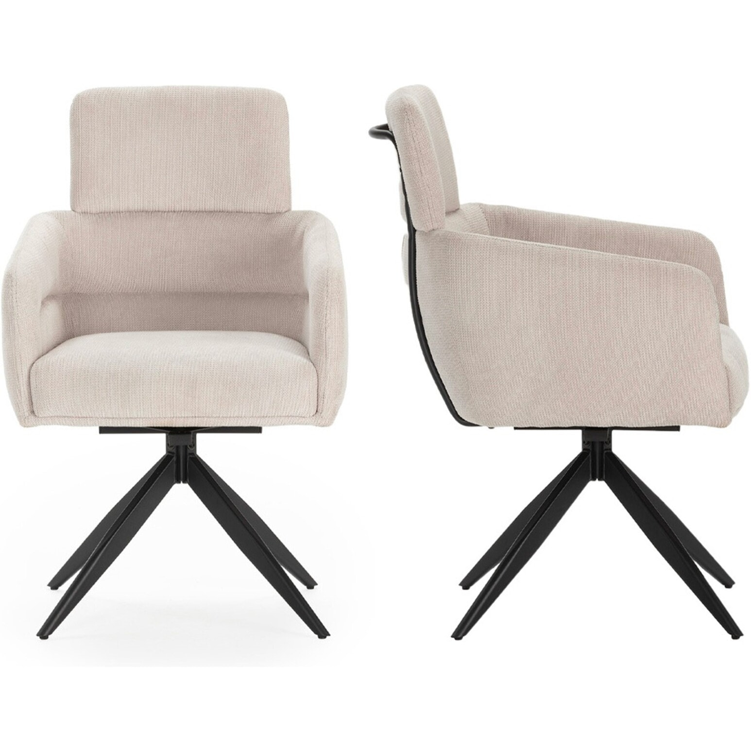 Lot de 2 fauteuils pivotants en tissu - ALVAR