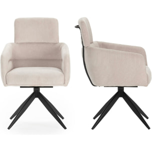 Lot de 2 fauteuils pivotants en tissu - ALVAR