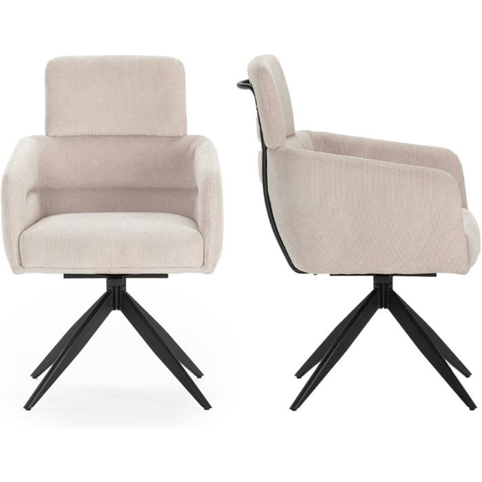Lot de 2 fauteuils pivotants en tissu - ALVAR