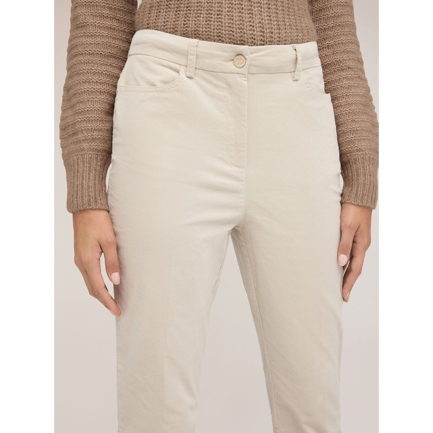 Motivi - Pantaloni slim fit in velluto a coste - Bianco