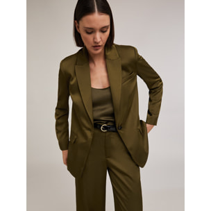 Motivi - Blazer de satén con botonadura sencilla - Marrón