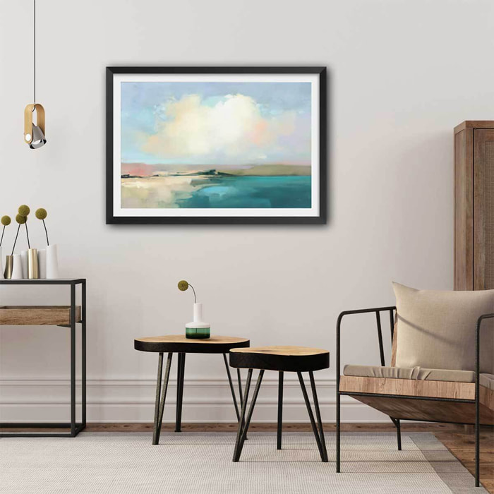 Affiche Ciel sur la côte Affiche + cadre en bois - Noir