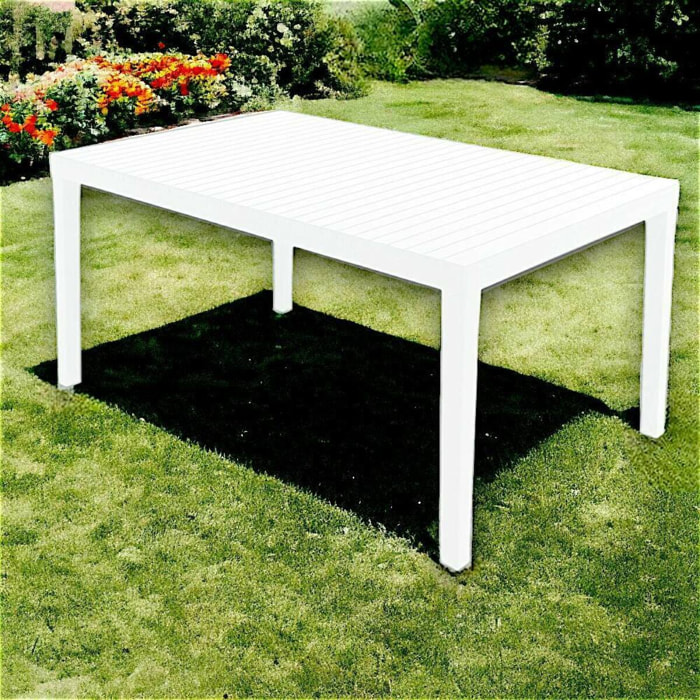 Tavolo da esterno Danastas, Tavolo rettangolare da pranzo, Tavolo da giardino multiuso, 100% Made in Italy, 150x90h72 Cm, Bianco