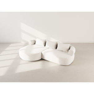 Angela - canapé d'angle gauche 4 places en velours texturé - Beige