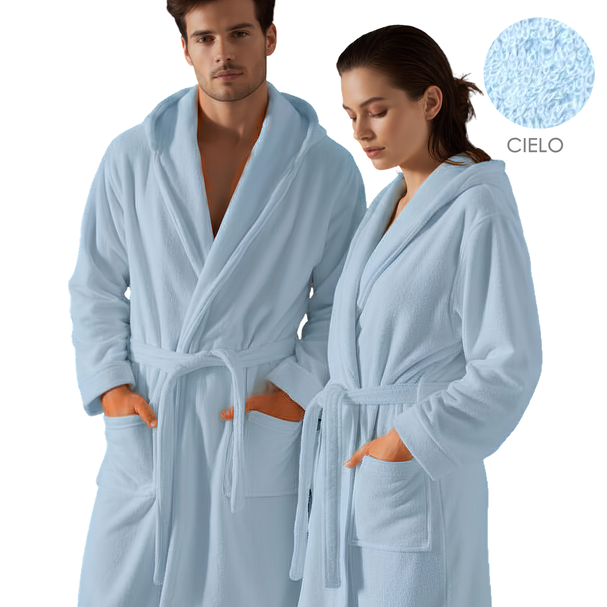 Accappatoio unisex con cappuccio e tasche