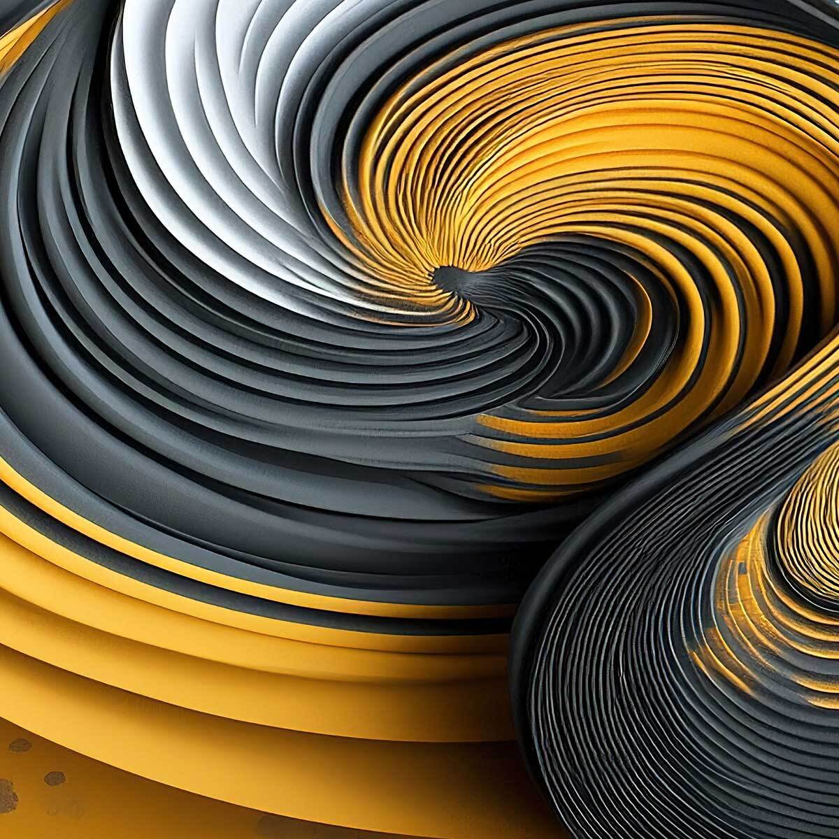 Affiche encadrée abstraite spirales noir et or Affiche + cadre en métal - Noir