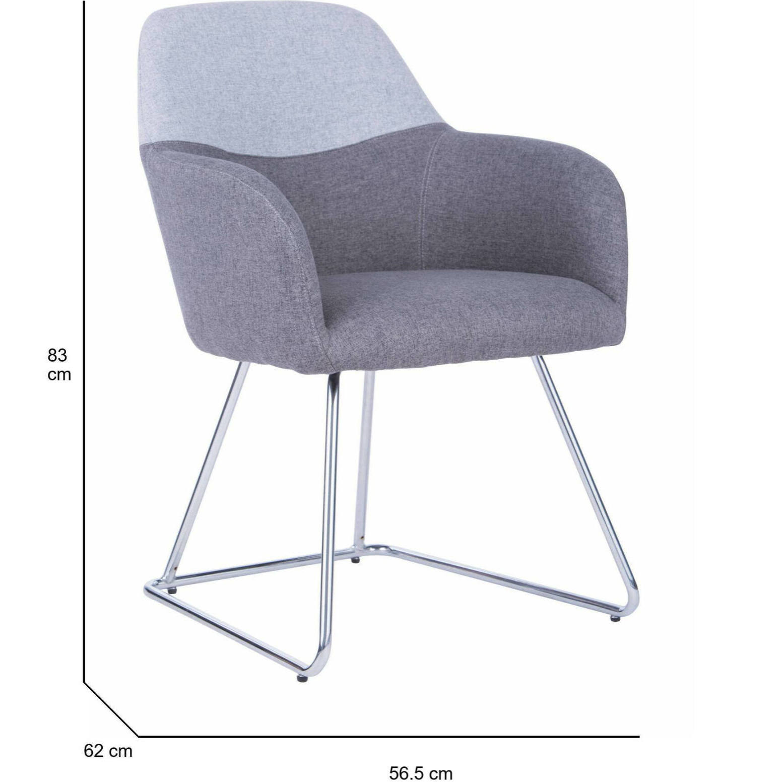 Sedia da ufficio Tauranga, Seduta da attesa con braccioli per ufficio, Seduta ergonomica da attesa, 62x57h83 cm, Grigio