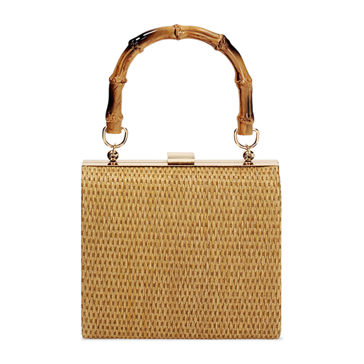 Mini bag donna camel in raffia