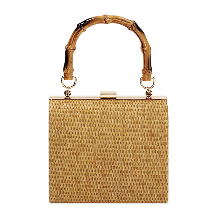 Mini bag donna camel in raffia