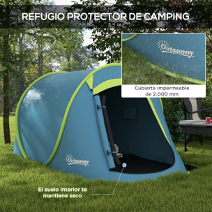 Tienda de Campaña para 2-3 Personas Tienda Acampada Impermeable de 2000 mm con Bolsa de Transporte para Camping Pescar Senderismo 245x148x105 cm Azul