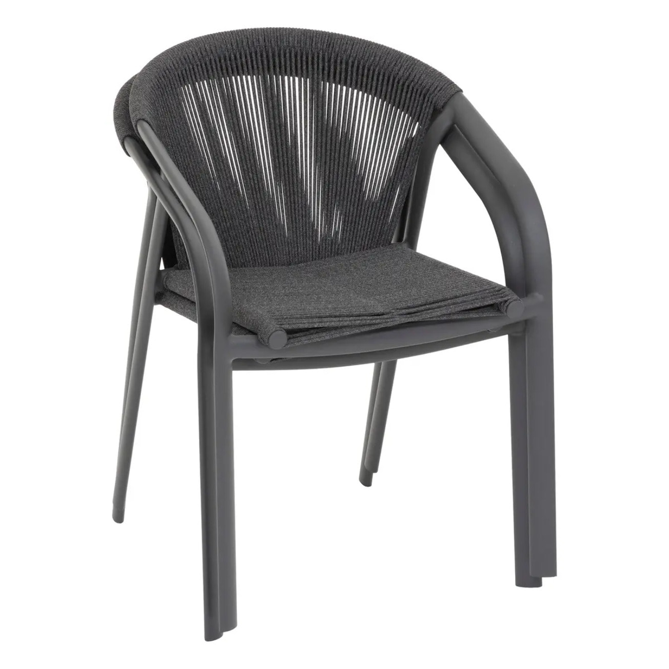 Fauteuil de jardin empilable "Riu" anthracite & graphite en aluminium traité en epoxy