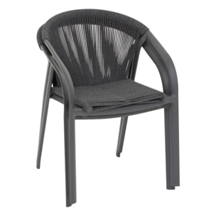 Fauteuil de jardin empilable "Riu" anthracite & graphite en aluminium traité en epoxy