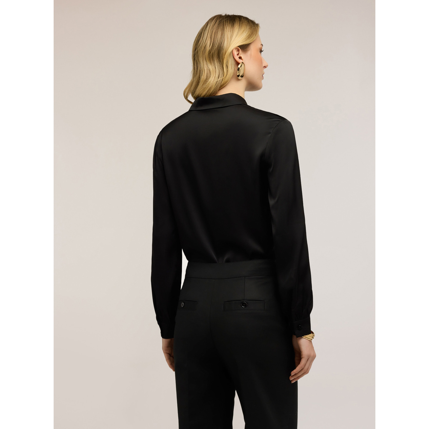 Motivi - Camicia in raso di viscosa - Nero