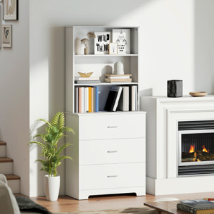 Buffet haut 3 tiroirs 2 étagères dim. 79 x 39 x 182 cm blanc