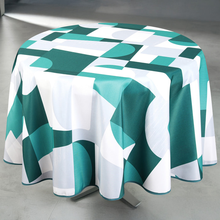 Nappe anti-tâche ronde design géométrique - Vert